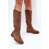 S. BARSKI Flat Heel Boots With Perforated Pattern Brown S.Barski | shoptok.hr
