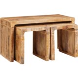 VidaXL Konec mize 3 pcs Rjava trden mangov les Slike