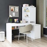 Hanah home Nora Right radni sto 160 × 157,8 × 60 cm, bela Cene
