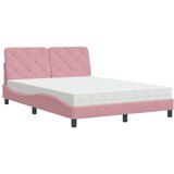 vidaXL Postelja z vzmetnico roza 140x200 cm žamet | Shoptok.si