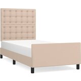 Maison Chic Posteljni okvir - Enojna postelja - Postelja za odrasle z vzglavjem kapučino 100x200 cm umetno usnje-J9579, (21771321) | Shoptok.si