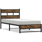 Maison Chic Kovinski Posteljni okvir - Enojna postelja - Postelja za odrasle brez vzmetnice dimljen hrast 90x200 cm, (21696078) Cene
