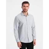 Ombre Men's shirt with pocket REGULAR FIT - light grey melange Cene