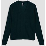 Marisse Fitted V-Neck Sweater In Emerald Green | Shoptok.si
