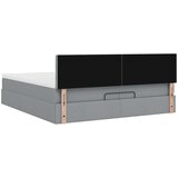 vidaXL Otomanski posteljni okvir z vzmetnicami siv 200x200 cm blago | Shoptok.si