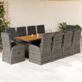 vidaXL 11-dijelni vrtni blagovaonski set s jastucima poliratan sivi | shoptok.hr