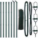 vidaXL Heksagonalna ograja Zelena 0.4x10 m Jeklo, Ograje 7 kosov Zelena Ø32 mm 80 cm Galvanizirano jeklo | Shoptok.si