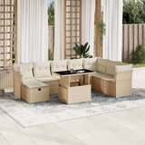 vidaXL 9-dijelni set vrtnih sofa s jastucima bež od poliratana | shoptok.hr