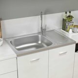  Kuhinjski sudoper s cjedilom srebrni 800 x 500 x 155 mm čelični | shoptok.hr
