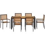  Komplet za jedilnico v vrtu 7 pcs Črna in rjava poli ratan, (5000288407) | Shoptok.si
