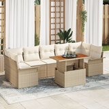 vidaXL 8-dijelni vrtni sofa set s jastučićima Bež Poli Ratan Akacija Cijene