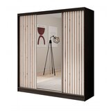 ADRK Klizni ormar Ida s ogledalom i letvicama, 200 cm - CRNA-BIJELA | shoptok.hr