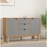 vidaXL Komoda rjava in siva 113,5x43x73 cm trdna borovina Cene