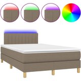 Krevet box spring s madracem LED smeđesivi 120 x 200 cm tkanina | shoptok.hr