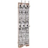 vidaXL Stenski obešalnik s 6 kljukicami 120x40 cm FAMILY RULES Cene