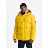Ombre Men's puffer jacket with check lining - yellow | Shoptok.si