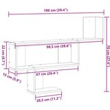 vidaXL Zidna polica siva boja hrasta 100x15x70 cm konstruirano drvo | shoptok.hr