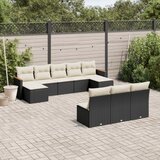 vidaXL 10-dijelni set vrtnih sofa s jastucima crni od poliratana | shoptok.hr