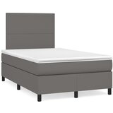 vidaXL Box spring postelja z vzmetnico siva 120x190 cm umetno usnje | Shoptok.si