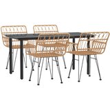  5-dijelni vrtni blagovaonski set od poliratana Smeđa Dužina stola 160 cm | Shoptok.si