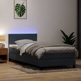 Box Spring krevet s madracem i LED tamnosivi 80 x 220 cm baršunasti | shoptok.hr
