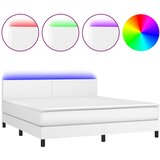  box spring s madracem LED bijeli 160x200 cm umjetna koža | shoptok.hr