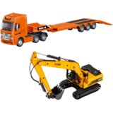 Kamion za igru s poluprikolicom i bagerom Huina 1:50 - narančasto/žuti | shoptok.hr