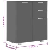  Komoda visoki sjaj siva 71x35x80 cm od iverice | shoptok.hr