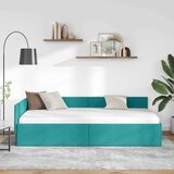  Kutni okvir kreveta s uzglavljem Tirkizna 90 cm x 200 cm Baršun | shoptok.hr