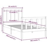  posteljni okvir črn iz trdnega lesa 75x190 cm 2F6, (20647729) | Shoptok.si