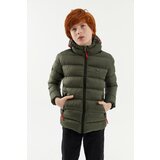 River Club Boys' Waterproof And Windproof Thick Lined Khaki Hooded Coat Cene'.'