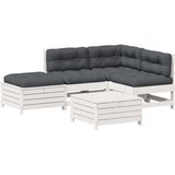  The Living Store Vrtna sedežna garnitura 5-delna z blazinami bela trdna borovina - Vrtna Sedežna Garnitura, (21446647) | Shoptok.si