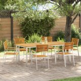 vidaXL Set za objedovanje u vrtu od 7 komada od čvrstog bagremovog drva | shoptok.hr