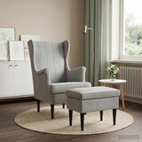  Fotelja s footstoolom 2 kom. Svjetlosiva Baršun | shoptok.hr