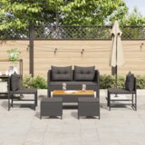 vidaXL vanjski sofa set - Crna Ratan, Drvo Srednji Izdržljiv | shoptok.hr