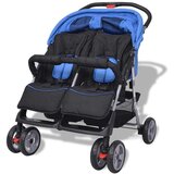 In Dvojni otroški voziček jeklo moder in črn | Shoptok.si
