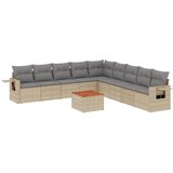 Maison Chic Seti vrtnega pohištva - Vrtna garnitura - Vrtni pohištvo set 10-delna z blazinami bež poli ratan, (21815180) | Shoptok.si