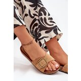 Boto Women's Sandals With Buckle On Cork Platform Camel Zavira | Shoptok.si