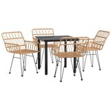 5-dijelni vrtni blagovaonski set od poliratana Smeđa Dužina stola 80 cm | shoptok.hr