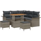  Vrtna garnitura - 8-dijelni set vrtnih sofa s jastučićima siva poli ratan akacija 2-sjedna vrtna sofa s pohranom i jastučićima | shoptok.hr