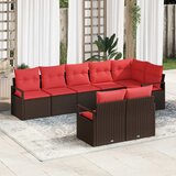  Sjedeća garnitura za vrt 8 kom. Smeđa i crvena poliratan 287 x 122 x 85 cm | shoptok.hr