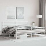 vidaXL Metalni okvir kreveta uzglavlje i podnožje bijeli 193 x 203 cm | shoptok.hr