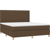  Krevet box spring s madracem LED tamnosmeđi 160x200 cm tkanina | shoptok.hr