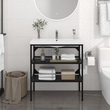 vidaXL Kopalniški regal črn 79x38x83 cm železo Cene
