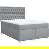 vidaXL Krevet box spring s madracem svjetlosivi 140x200 cm od tkanine | shoptok.hr