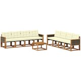 vidaXL Zunanja garnitura za sedenje z blazino 9 pcs Naravna in smetana, (5000269327) | Shoptok.si