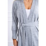 Kesi Long cardigan sweater tied at the waist gray | Shoptok.si