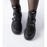 Gemre Black platform ankle boots Glen with buckles | Shoptok.si