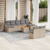  10-dijelni set vrtnih sofa s jastucima bež od poliratana 62 x 62 x 69 cm | Shoptok.si