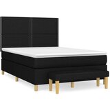  Box spring posteljni z vzmetnico črn 140x190 cm blago | Shoptok.si